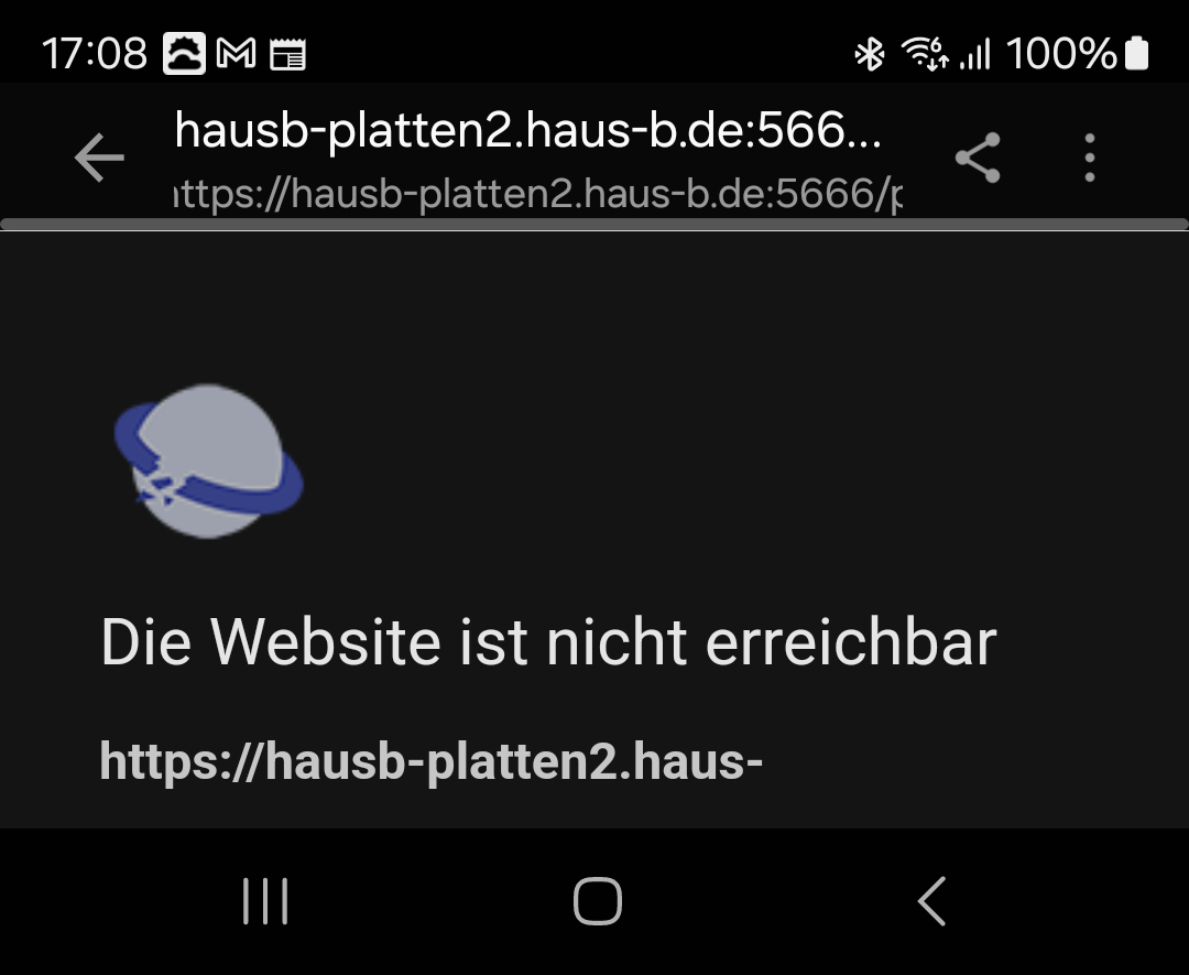 Meldung: Website nicht erreichbar